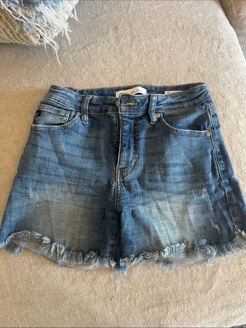 KanCan Distressed Medium Blue Denim Jean Shorts